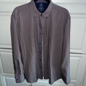 CON.Struct slim fit Men's Checkered Shirt - navy grey burgundy LARGE